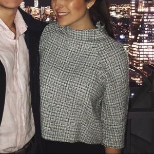 Zara Plaid Business Casual Blouse